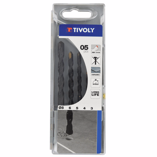 5 forets carrelage Ø 3 à 8mm  - TIVOLY - perçage - Référence: 12000370002 - Image principale - Outil professionnel