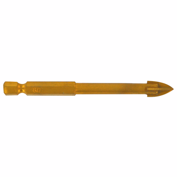 Ø: 7 / Glass drill bit with 4 cutters - TiN coated - Hexagonal shank (Blister) / L: 70 - TIVOLY - drilling - Reference: 12000420700 - Image principale - Professional Tool