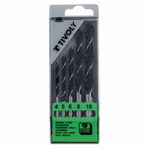 5 forets bois 3 pointes Ø 4 à 10mm  - perçage - Réf. 50800370006 - Outil professionnel - Tivoly