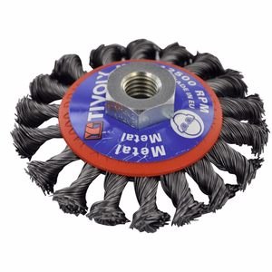 Brosse CONIQUE -Fil acier torsadé -Gros décapage du métal TECHNIC (Blister) - brossage - Référence: 1T20612 - Outil professionnel - Tivoly