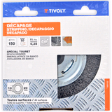 Cepillo de DISCO -Alambre de acero ondulado -Decapado de metal (Caja colgante) / Ø: 150x15 / 0.35 - TIVOLY - cepillado - Referencia: XT20254006102 - Vue 2 - Herramienta profesional