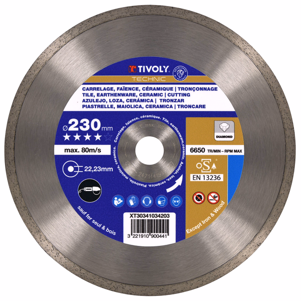 DIAMOND disc - TILES - Best Sellers Range (Hanging box) / Ø: 230 / Ep: 1.6 - TIVOLY - cutting discs - Reference: XT30341034203 - Image principale - Professional Tool