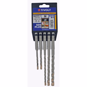 5 brocas MASTER3 SDS+ 3 filos L. 110- 160 mm Ø 5 a 10 mm  - taladrado - Réf. 10922770001 - Outil professionnel - Tivoly