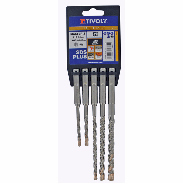 5 MASTER3 SDS+ drill bits with 3 cutting edges L 110- 160 mm Ø 5 to 10 mm  - TIVOLY - drilling - Reference: 10922770001 - Image principale - Professional Tool