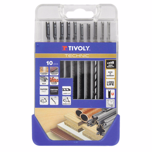 10 lames de scie sauteuse pour le bois, mélaminés et métaux non ferreux -Attache U  - compositions mixtes de sciage - Référence: XT505370002 - Outil professionnel - Tivoly