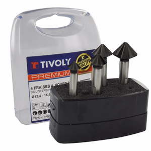 4 fraises à noyer HSS-E5 (cobalt 5%) revêtues TiAlN -DIN335C - ASYPOINT -Ø 12,4 à 25mm  - fraisage - Référence: 10366370002 - Outil professionnel - Tivoly