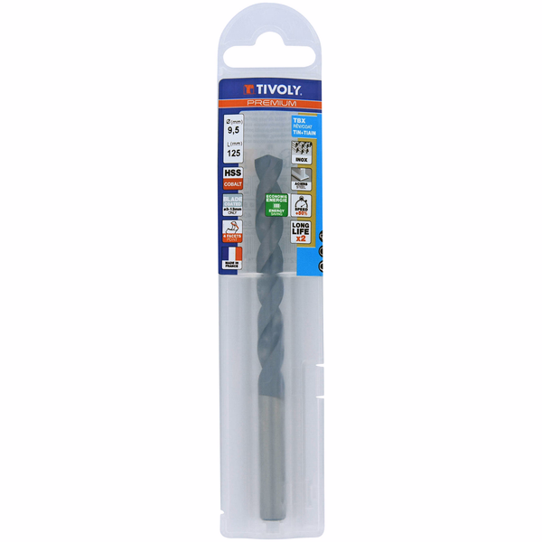 Ø: 9.5 / L: 125 / TBX HSS-E5 (5% cobalt) metal drill bit - BLADE coated - 4 faces (Plastic sleeve) - TIVOLY - drilling - Reference: 11456140950 - Image principale - Professional Tool