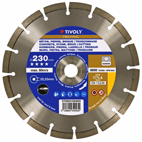 DIAMOND disc - CONCRETES - Best Sellers Range (Hanging box) / Ø: 230 / Ep: 2.6 - TIVOLY - cutting discs - Reference: XT30341034003 - Image principale - Professional Tool