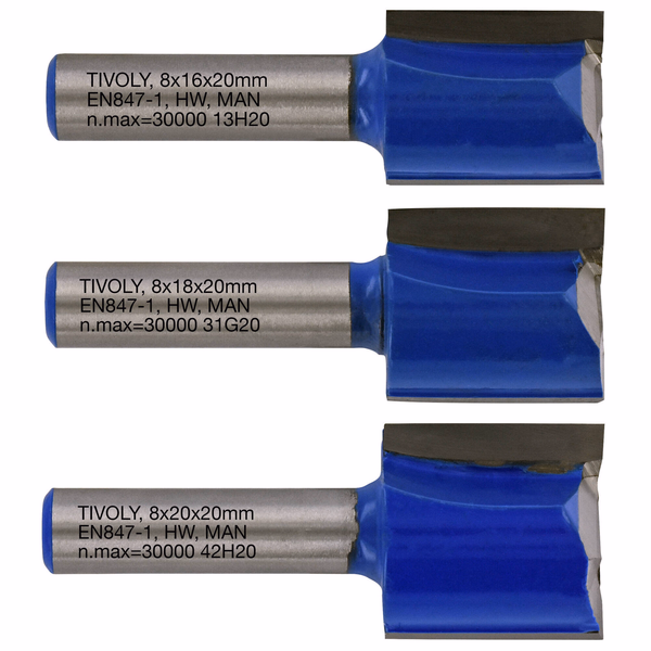 3 slotting cutters Ø 16 - 18 - 20 mm  - TIVOLY - routing - Reference: XT60642067330 - Image principale - Professional Tool