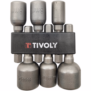 6 noix de serrage magnétique Ø 6 à 13 mm  - douilles & noix de serrage - Référence: 11501920001 - Outil professionnel - Tivoly