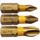 Embout de vissage -Torsion TiN -Pour vis Phillips (Blister) N°: N1-2-3 / L: 25 - TIVOLY - vissage & serrage - Référence: 11522320001 - Vue 1 - Outil professionnel