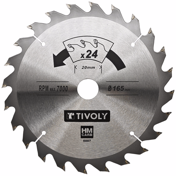 Ø: 165 x Ø2: 20 x Z: 24 / Lame de scie circulaire ultra fine -Débit -Pour bois, plâtre, plastique. (Etui carton)  - TIVOLY - sciage - Référence: XT505140007 - Image principale - Outil professionnel