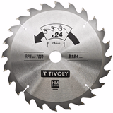 Ø: 184 x Ø2: 20 x Z: 24 / Lame de scie circulaire ultra fine -Débit -Pour bois, plâtre, plastique. (Etui carton)  - TIVOLY - sciage - Référence: XT505140009 - Vue 1 - Outil professionnel