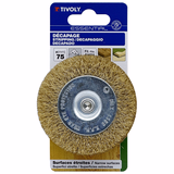 CIRCULAR brush - Corrugated brass-plated steel wire - Stripping of wood, brass ESSENTIAL (Hanging cardboard) - TIVOLY - brushes - Reference: XT20492 - Vue 2 - Professional Tool