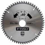 Ø: 190 x Ø2: 30 x Z: 60 / Circular saw blade - Finishing - For plastic, aluminium, hard wood -For portable saw (Carton sleeve)  - TIVOLY - sawing - Reference: XT50514004462 - Vue 1 - Professional Tool