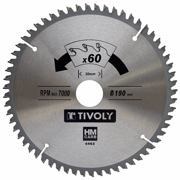 Ø: 190 x Ø2: 30 x Z: 60 / Circular saw blade - Finishing - For plastic, aluminium, hard wood -For portable saw (Carton sleeve)  - TIVOLY - sawing - Reference: XT50514004462 - Image principale - Professional Tool