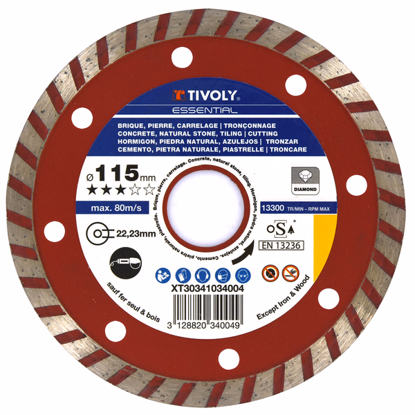 Disque DIAMANT -MULTI MATERIAUX -Gamme Économique (Boite brochable) / Ø: 115 / Ep: 1.6 - TIVOLY - tronçonnage - Référence: XT30341034004 - Image principale - Outil professionnel