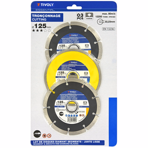 Lot 3 Disques Diamant Ø125mm ESSENTIAL (Blister) - tronçonnage - Référence: XT31202 - Outil professionnel - Tivoly