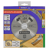Ø: 190 x Ø2: 30 x Z: 24 / Hoja de sierra circular ultrafina - Caudal - Para madera, yeso, plástico. (Funda cartón)  - TIVOLY - serrado - Referencia: XT505140011 - Vue 2 - Herramienta profesional