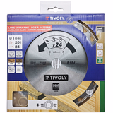 Ø: 184 x Ø2: 20 x Z: 24 / Hoja de sierra circular ultrafina - Caudal - Para madera, yeso, plástico. (Funda cartón)  - TIVOLY - serrado - Referencia: XT505140009 - Vue 2 - Herramienta profesional