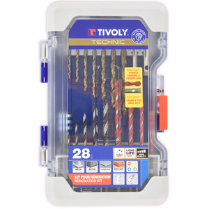 28 pièces -Coffret RANGER -Spécial perçage multi-matériaux et vissage  - mallettes mixtes - Référence: 11901170063 - Outil professionnel - Tivoly