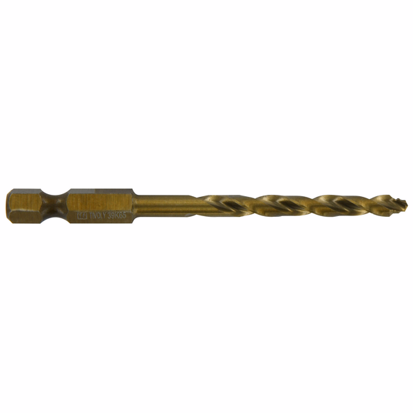 Ø: 4.5 / L: 80 / Fully ground HSS cobalt metal drill bit - Hexagonal shank - DIN338 - h8 - Tivoly Smart Point Sharpening (Plastic sleeve) - TIVOLY - drilling - Reference: 11457340450 - Image principale - Professional Tool