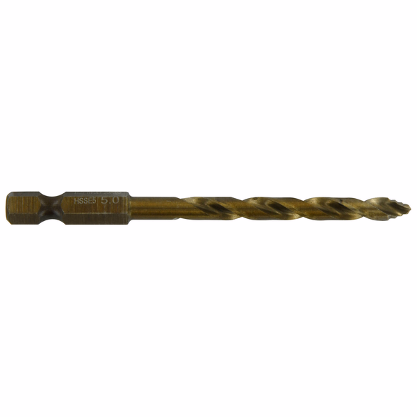 Ø: 5 / L: 86 / Fully ground HSS cobalt metal drill bit - Hexagonal shank - DIN338 - h8 - Tivoly Smart Point Sharpening (Plastic sleeve) - TIVOLY - drilling - Reference: 11457340500 - Image principale - Professional Tool