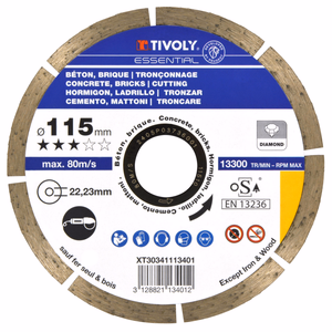 Disque DIAMANT -BÉTONS -Gamme Économique ESSENTIAL (Boite brochable) - tronçonnage - Référence: XT31171 - Outil professionnel - Tivoly