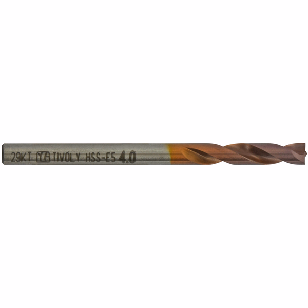 Ø: 4 / L: 55 / Broca para metal rectificada HSS E5 - revestida FUSIO - DIN1897 - h8 - Afilado para despuntado y para chapa (Funda plástico) - TIVOLY - taladrado - Referencia: 11447140400 - Image principale - Herramienta profesional