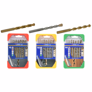 Pack of 3 TECHNIC clipster sets : 1 set of 5% graduated cobalt metal drills bits 10pcs Ø 1 to 10mm + 1 set of 8pcs Ø graduated concrete drills bits 3 to 10mm + 1 set of 8pcs Ø2 to 10mm 3-point graduated wood drills bits  - combined sets - Reference: 11901170064 - Professional Tool - Tivoly