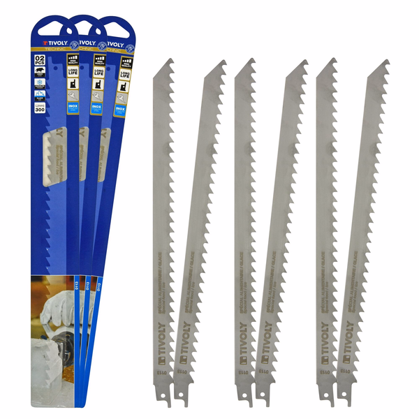 Set of 6 stainless steel sabre saw blades, special for food, ice cream and frozen foods, TECHNIC universal attachment, L300  - TIVOLY - sawing - Reference: XT5058201133 - Image principale - Professional Tool