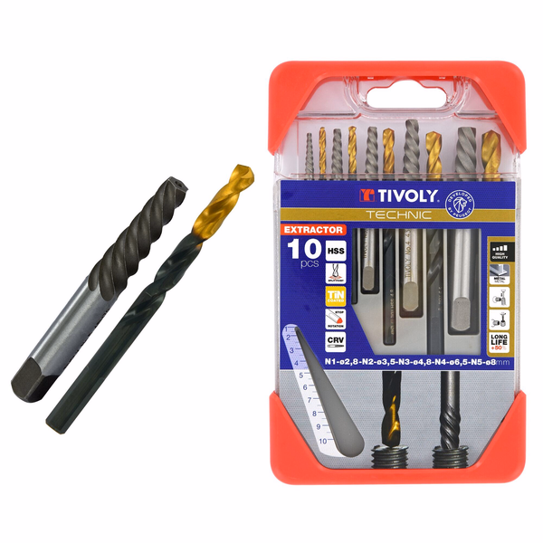 10 pieces - Broken dowel extractors  - TIVOLY - accessories - Reference: 11901170052 - Image principale - Professional Tool