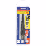 XL HSS step drill bit - TiAlN coated - Helicoidal flutes -TSP - 3 Flats shank PREMIUM (Blister Box) - TIVOLY - drilling - Reference: 1144832 - Vue 2 - Professional Tool