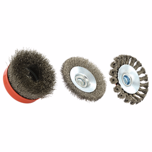 Kit de 3 brosses Ø100m pour meuleuse - Fil acier ondulé 030mm et acier torsadé 0.50mm  - brossage - Référence: XT20252580212 - Outil professionnel - Tivoly