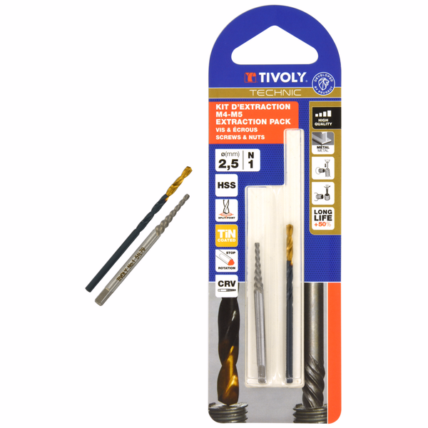 Kit de extracción de tornillos/tuercas M4-M5  - TIVOLY - accesorios - Referencia: 11110920001 - Image principale - Herramienta profesional