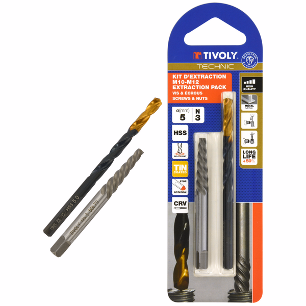 Kit d'extraction M10-M12 vis & écrous  - accessoires & outils a main - Référence: 11110920003 - Image principale - Outil professionnel - Tivoly