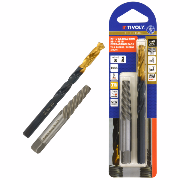 Kit d'extraction M14-M18 vis & écrous  - accessoires & outils a main - Référence: 11110920005 - Image principale - Outil professionnel - Tivoly