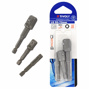 Juego de 3 adaptadores de vaso hexagonales de 6,35 mm  - accesorios para atornillado - Referencia: 11501320003 - Herramienta profesional - Tivoly
