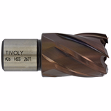 Fresa hueca HSS | Recubrimiento TiAlN | Serie corta | Taladrado electromagnético anclaje Weldon (Tubo colgante) Ø: 37 / Øint: 28 / L: 60 - TIVOLY - fresado hueco - Referencia: 10370013700 - Vue 1 - Herramienta profesional