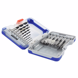 15 pieces - 9 HSS speed point wood drill bits Ø 2 to 10 mm + 6 flat wood drill bits Ø 14 to 24 mm  - TIVOLY - drilling - Reference: 10802470002 - Vue 3 - Professional Tool