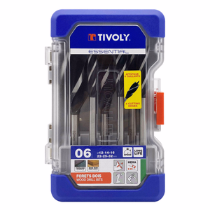6 forets bois 4 taillants queue hexagonale Ø 12 à 32mm  - perçage - Réf. 10802770001 - Outil professionnel - Tivoly