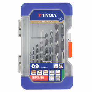 9x SLR graduated 3-point wood drill bits Ø 2 to 12 mm  - drilling - Réf. 10863870003 - Outil professionnel - Tivoly