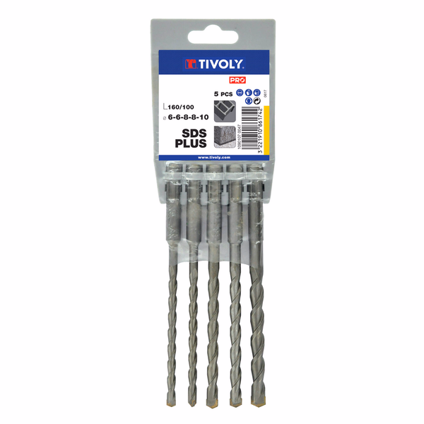 5 single flute SDS+ drill bits L160 mm Ø 4 to 6 mm  - TIVOLY - drilling - Reference: 10901070047 - Image principale - Professional Tool