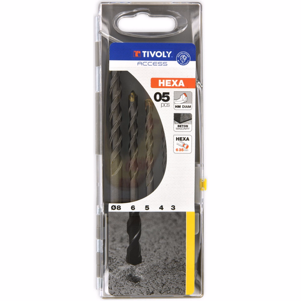 5 brocas para hormigón mango hexagonal Ø 3 a 8 mm  - TIVOLY - taladrado - Referencia: 10901670001 - Image principale - Herramienta profesional
