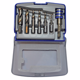 7 pièces - 6 forets métaux HSS monoblocs pointe en croix queue hexagonale 1/4’’ Ø 3 à 10mm + 1 porte-embout  - TIVOLY - perçage - Référence: 11437070002 - Vue 2 - Outil professionnel