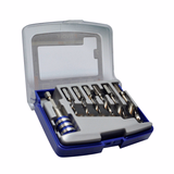 7 piezas -6 brocas para metal HSS monobloques punta en cruz mango hexagonal 1/4’’ Ø 3 a 10 mm + 1 portapuntas  - TIVOLY - taladrado - Referencia: 11437070002 - Vue 4 - Herramienta profesional