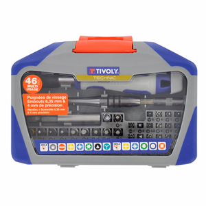 46 pieces - 6.35 mm hex. bits - 4 mm  - precision screwdriver bits - Reference: 11521572010 - Professional Tool - Tivoly