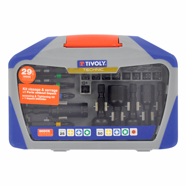 29 pieces - 23 impact torsion bit + 5 nutsetters Ø 6 to 13 mm + 1 impact bit holder with powerful circular magnet - SHOCK SERIES  - TIVOLY - screwdriving - Reference: 11521572011 - Image principale - Professional Tool