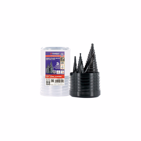 3 TiAlN coated HSS step drill bits Ø 4 to 37 mm  - TIVOLY - drilling - Reference: 11438770002 - Image principale - Professional Tool