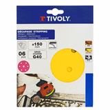 EASY-FIX sanding disc - Ø150 mm - 6-hole perforation - For eccentric sander (Carton sleeve) / Dim Ø150 / Gr : 40 - TIVOLY - sanding - Reference: XT10112011220 - Vue 2 - Professional Tool